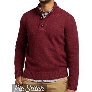 UNTUCKit Mens Vangone Button Neck Donegal Pullover in Red Size Large
